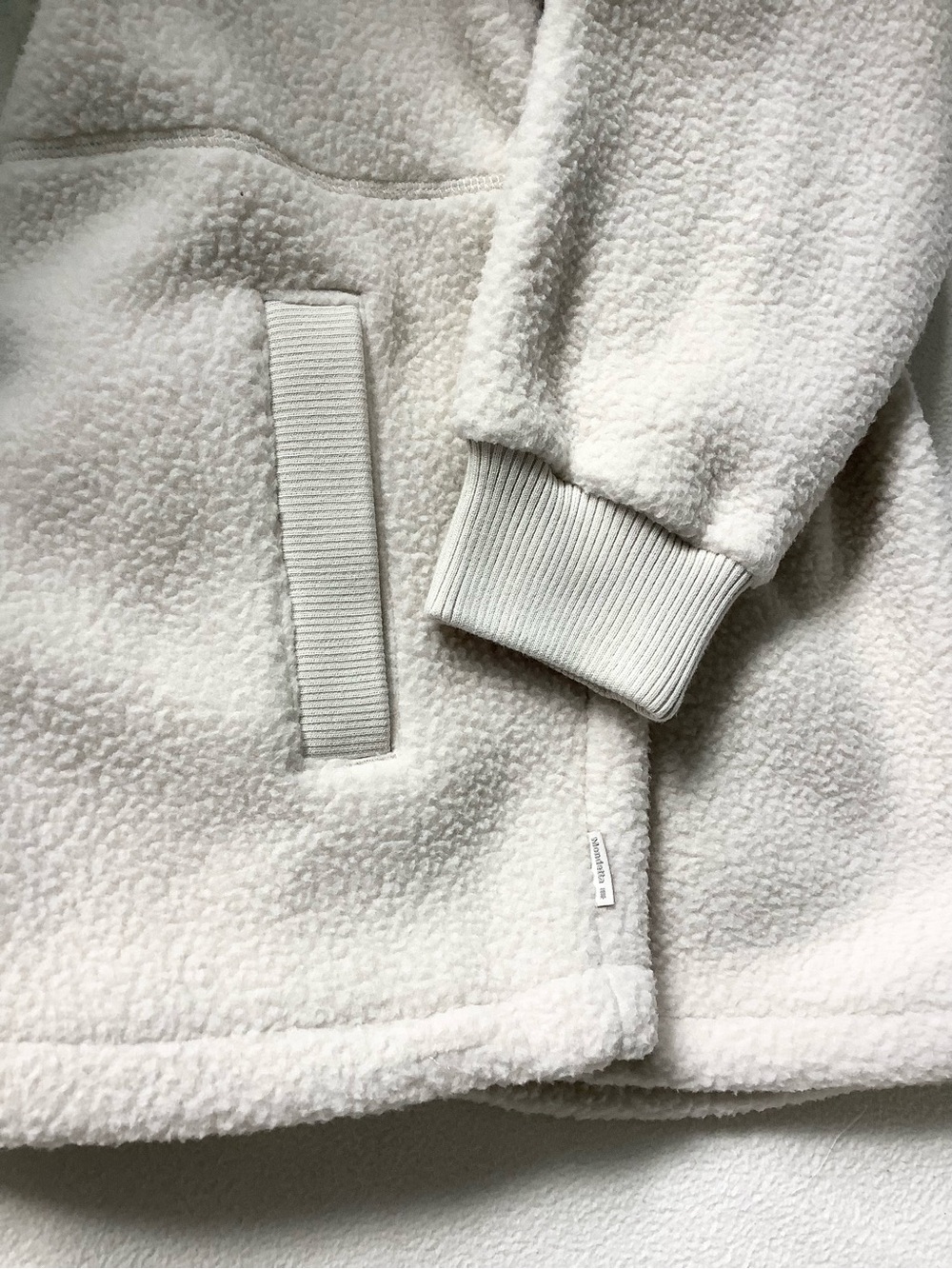Mondetta Off-White Soft Sherpa and Crinkle Trim Fleece Jacket Women’s Sz. XL - Picture 9 of 11